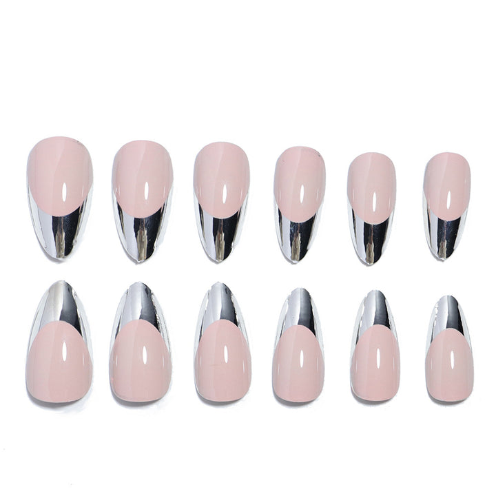 Glossy Stiletto Press-On Nail Set with Silver Accents Stornfield