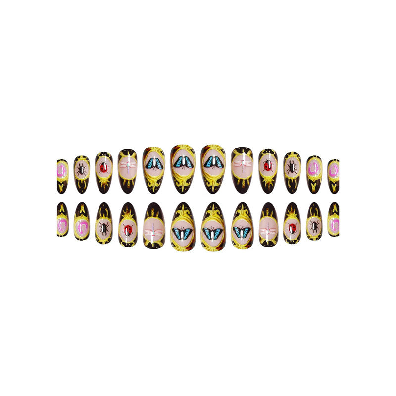 Artistic Insect-Motif Press-On Nail Art Stornfield