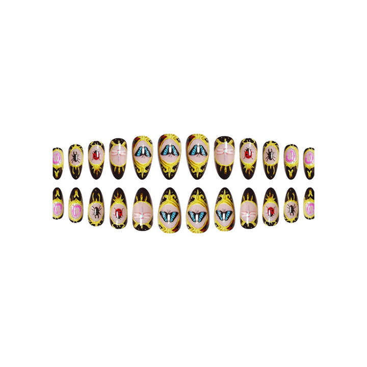 Artistic Insect-Motif Press-On Nail Art Stornfield