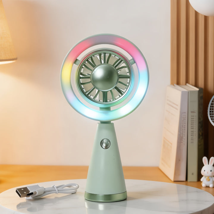 Women Portable RGB Hand Fan with USB Charging Function Stornfield