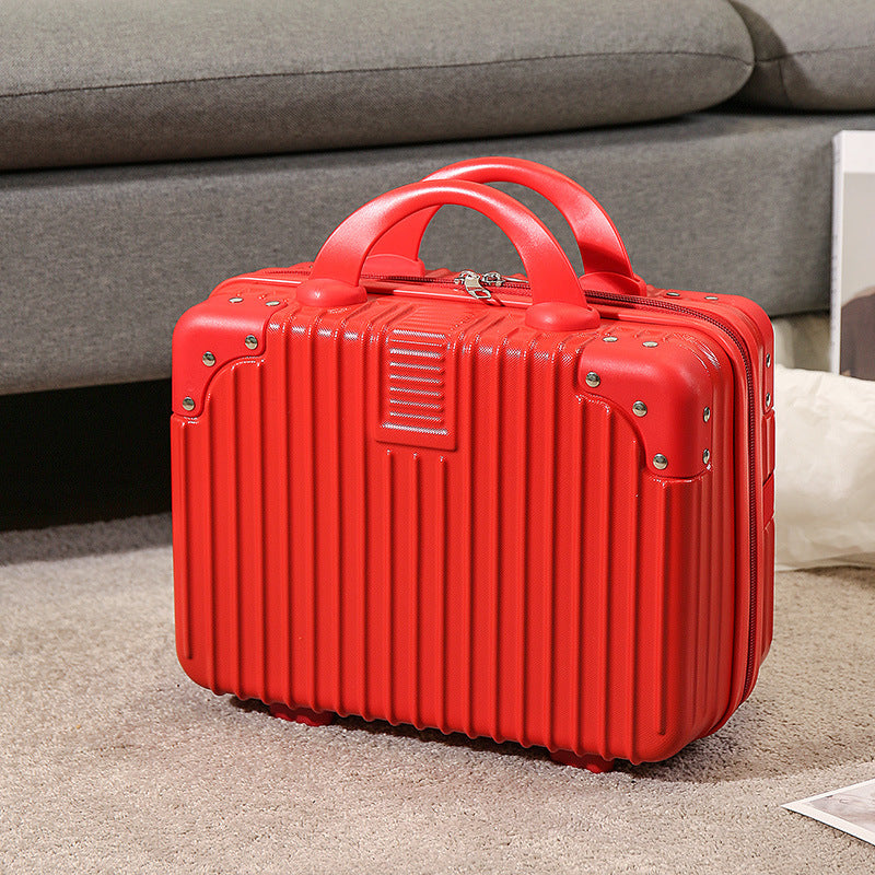 compact hard-shell travel vanity cosmetic and tech organizer with ribbed shell reinforced corners removable padded insert Stornfield