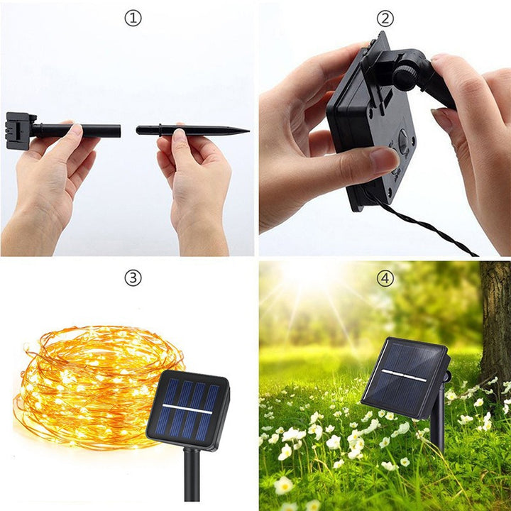 Solar Copper Wire Fairy String Lights With Dual Stake Panels Stornfield