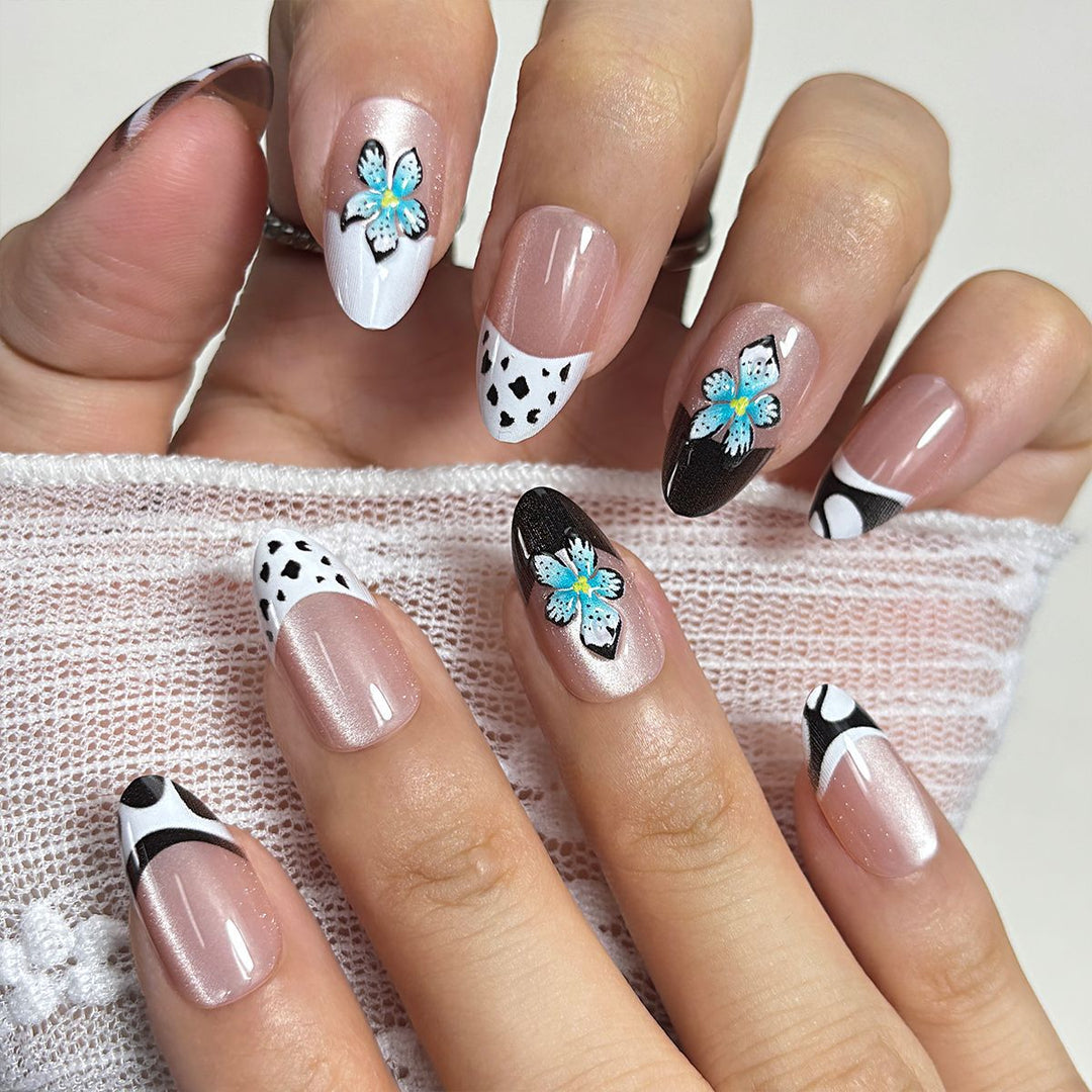 Artistic Floral Press-On Nail Set Stornfield