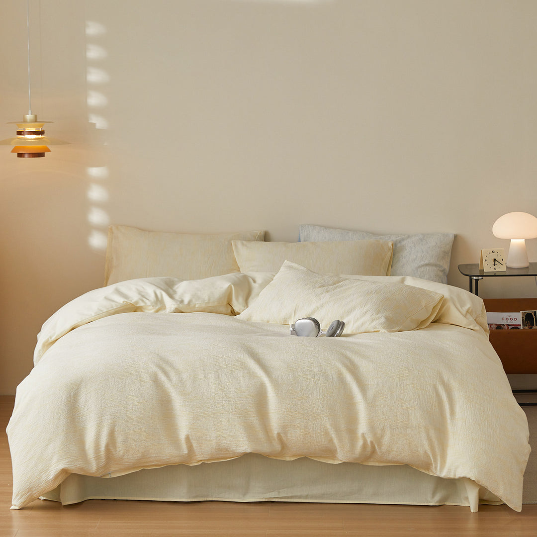Washed Linen-Blend Breathable Duvet Cover and Pillowcase Set