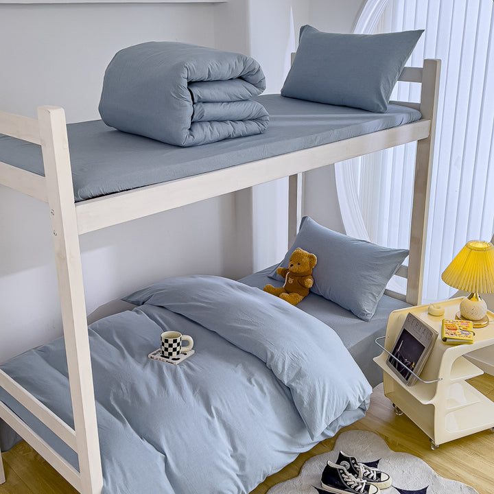 Lightweight Cotton Bunk-Bed Bedding Set with Duvet Cover Pillowcase and Fitted Sheet