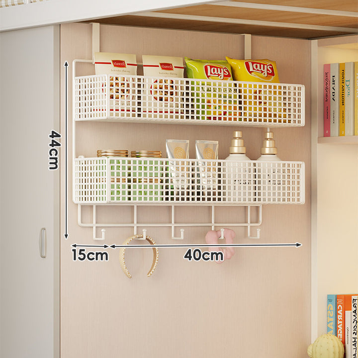 Under-Shelf Double-Tier Ventilated Mesh Hanging Storage Basket for Pantry and Bathroom