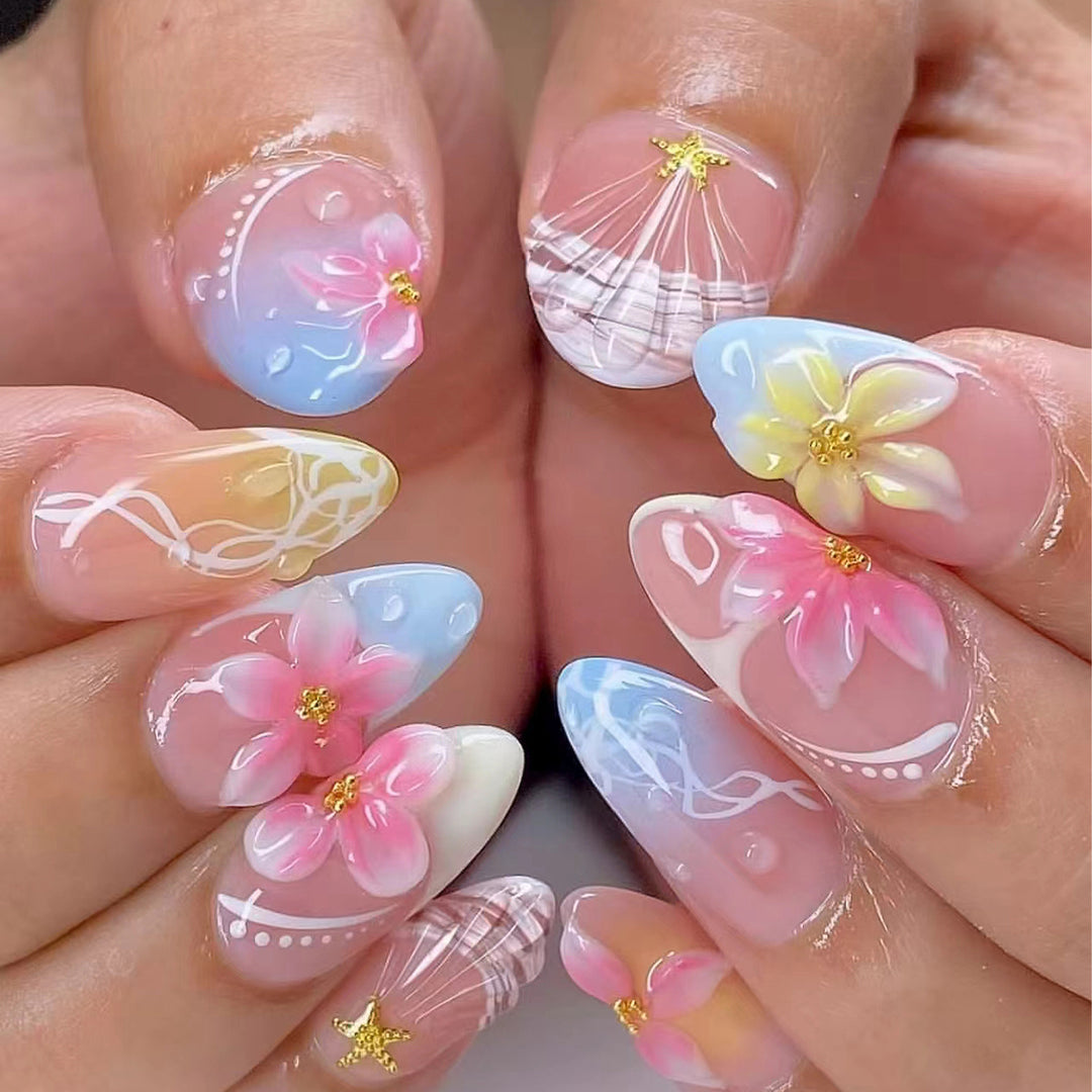 Floral Themed Press-On Nail Art Set Stornfield