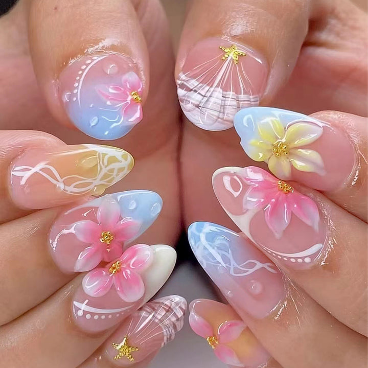 Floral Themed Press-On Nail Art Set Stornfield
