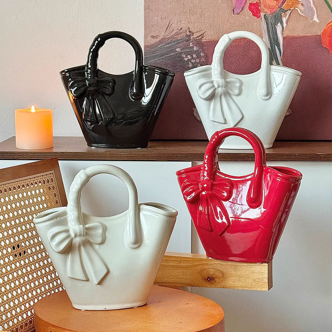 Decorative Bow-Shaped Ceramic Planter for Home Decor