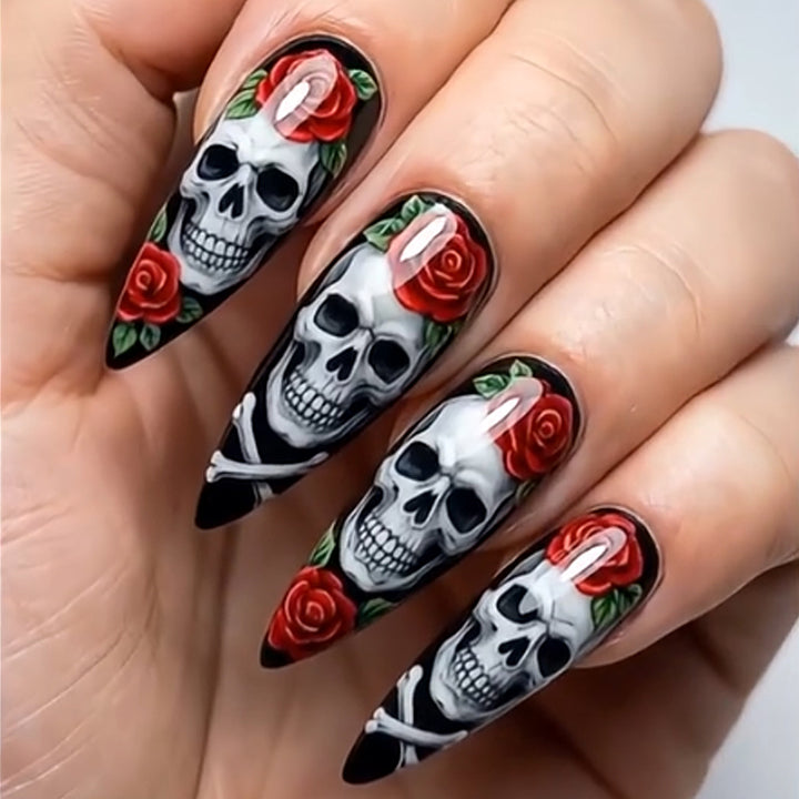 Gothic Skull and Rose Nail Art Set Stornfield