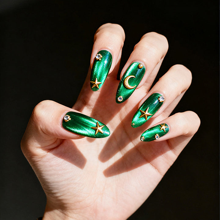 Shiny Artificial Nail Set with Stars and Moons Stornfield