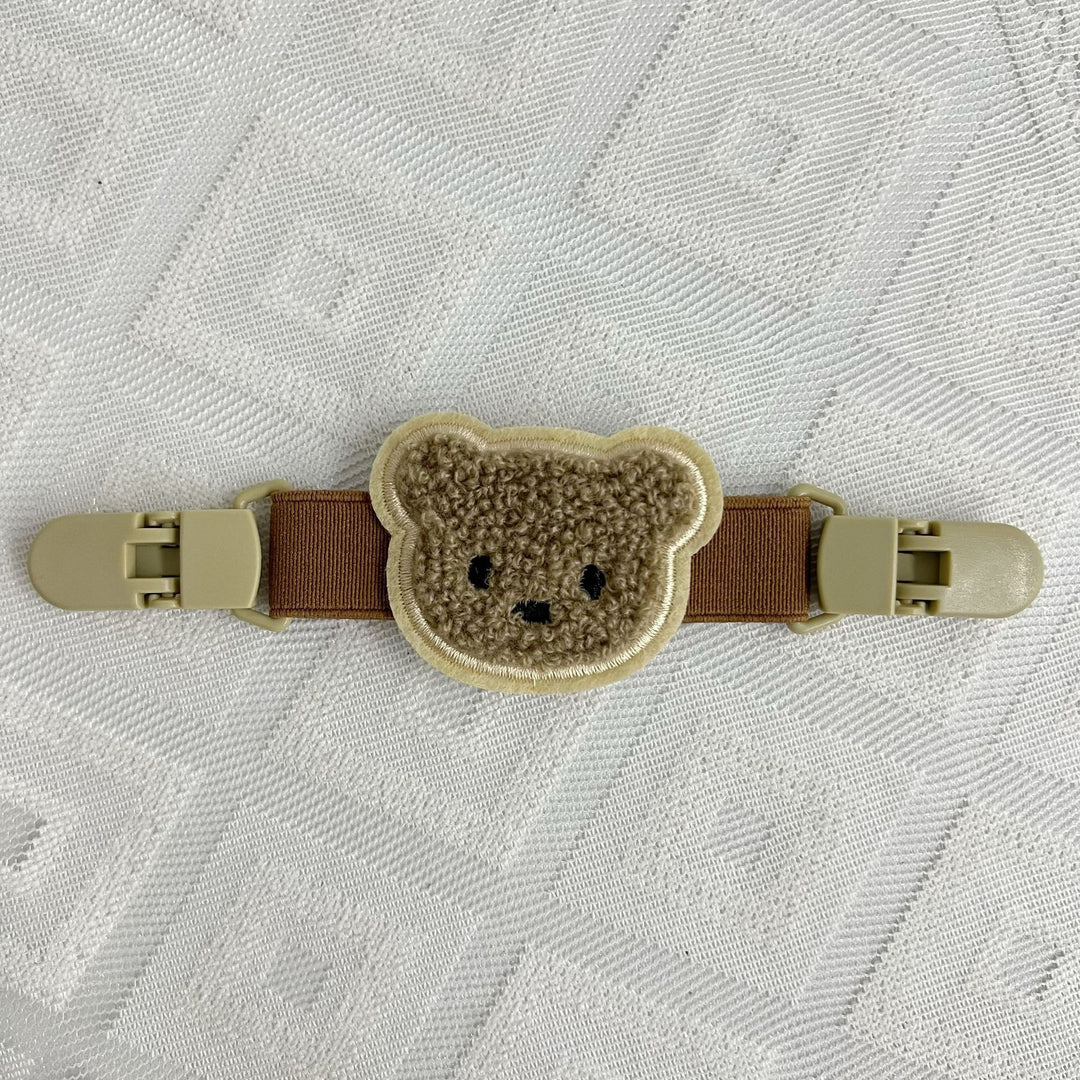 Plush Teddy Pacifier Clip with Safety Buckle and Elastic Strap
