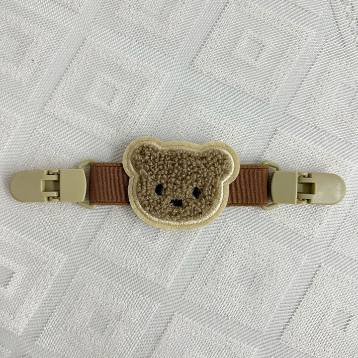 Plush Teddy Pacifier Clip with Safety Buckle and Elastic Strap
