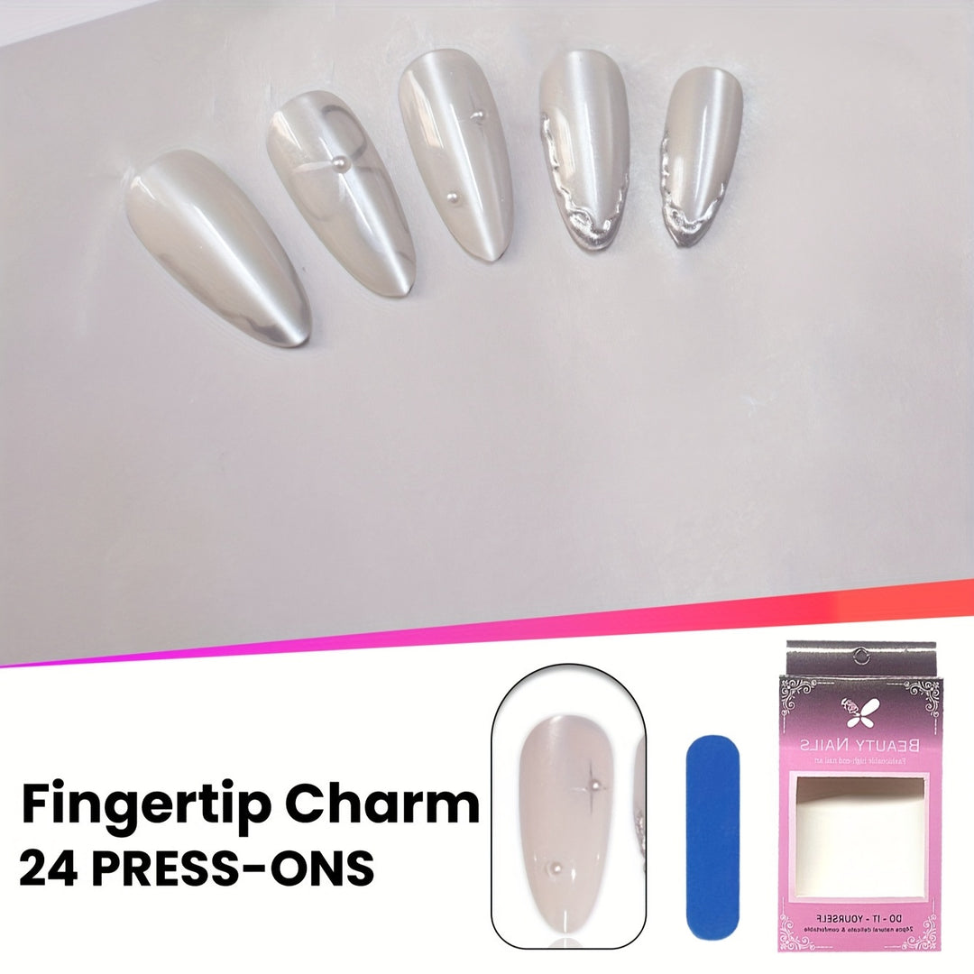 Elegant Press-On Nail Art with Floral Accents Stornfield