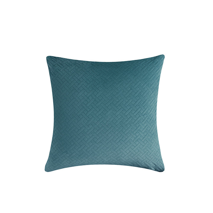 Quilted Herringbone-Texture Square Throw Pillow Cover with Hidden Zipper