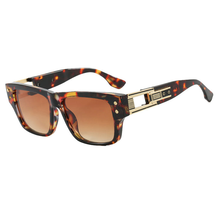 Women’s trendy square sunglasses with elegant gold decorative structure Stornfield