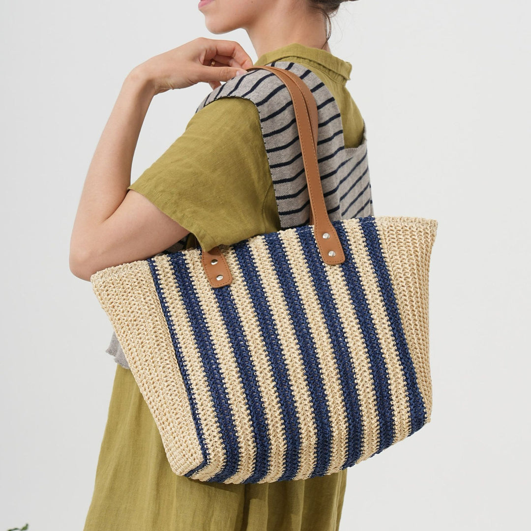 Handcrafted beach bag with structured stripe pattern Stornfield