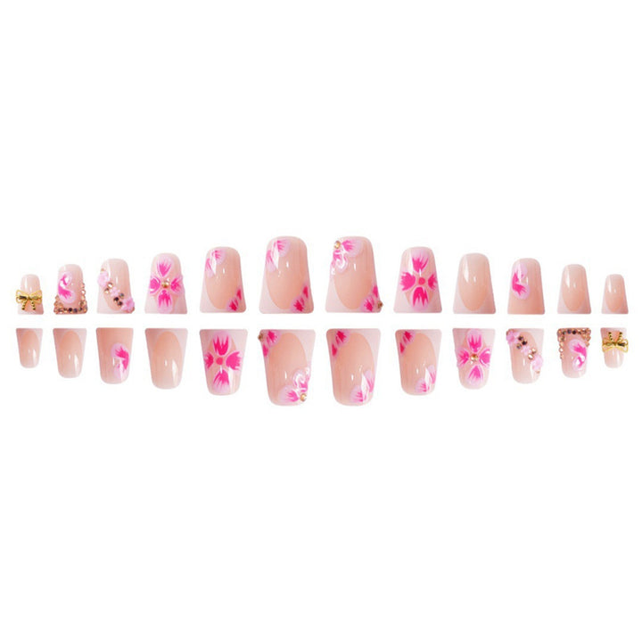 Elegant Floral Press-On Nail Art with Gem Accents Stornfield