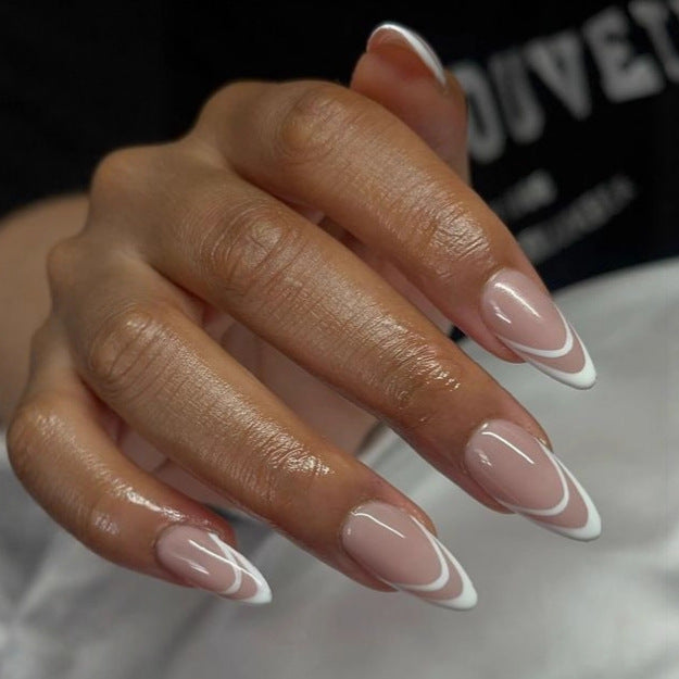 Elegant French Manicure Artificial Nails Stornfield
