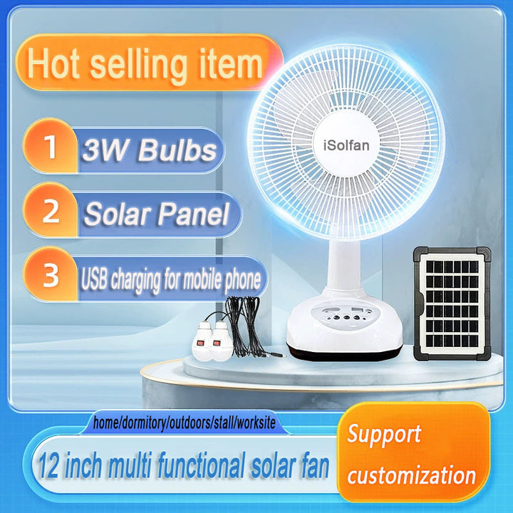 Women's portable solar-powered fan with integrated LED lighting Stornfield