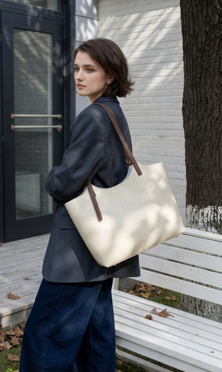Structured Pebbled Leather Shoulder Tote