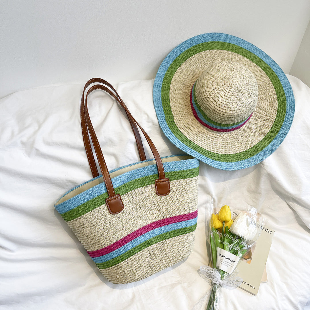 WoColorful Straw Beach Tote Bag Stornfield