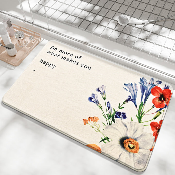 Decorative Floral Sayings Bath Mat Stornfield