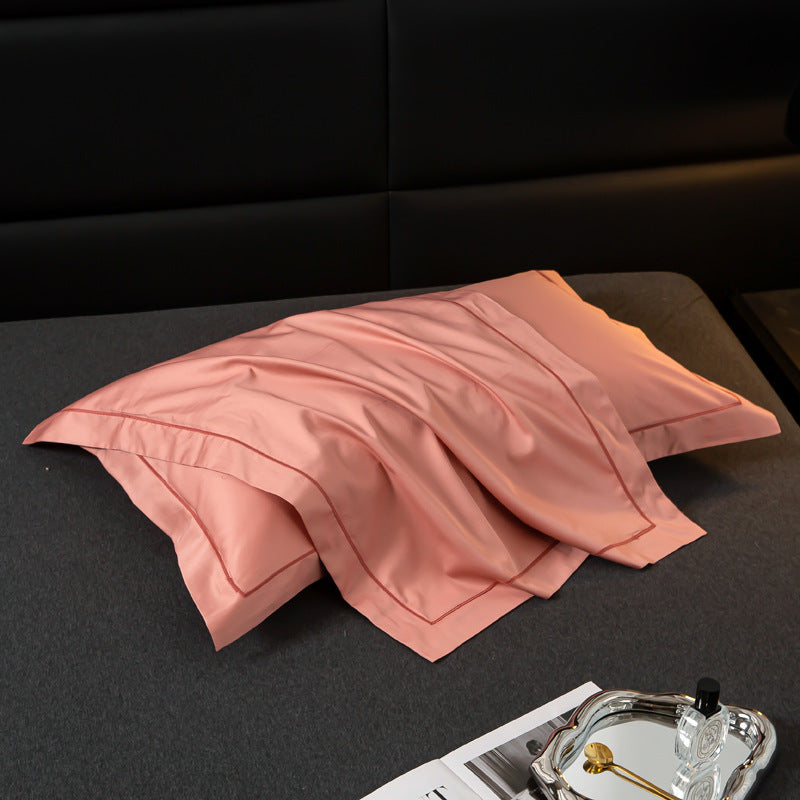 Luxurious satin cushion cover with decorative double piping