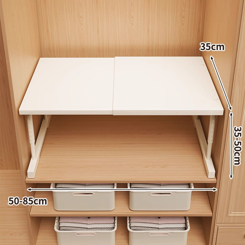 Adjustable Foldable Wardrobe Shelf Organizer with Height-Adjustable Support