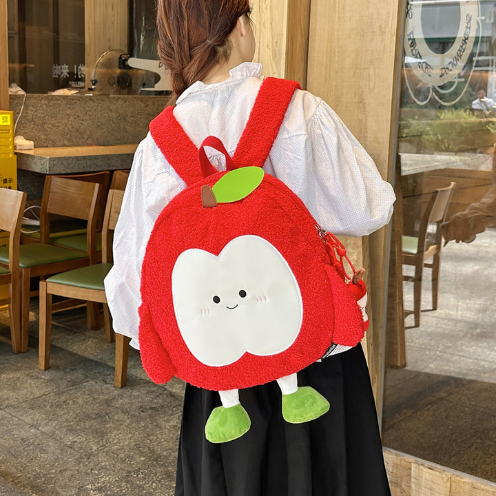 Plush Apple Backpack with Animal Charm Stornfield