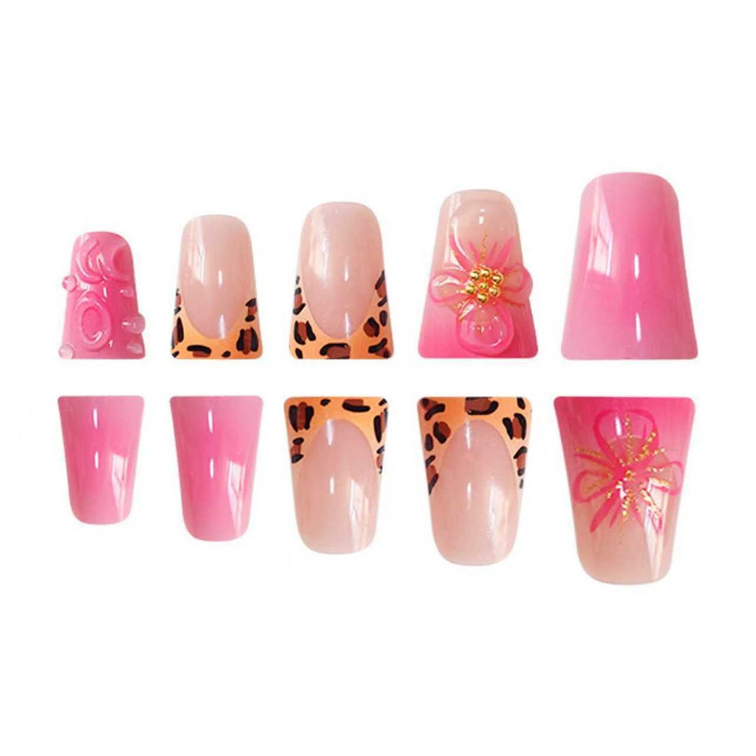Decorative Press-On Nail Extensions with Floral Accents Stornfield
