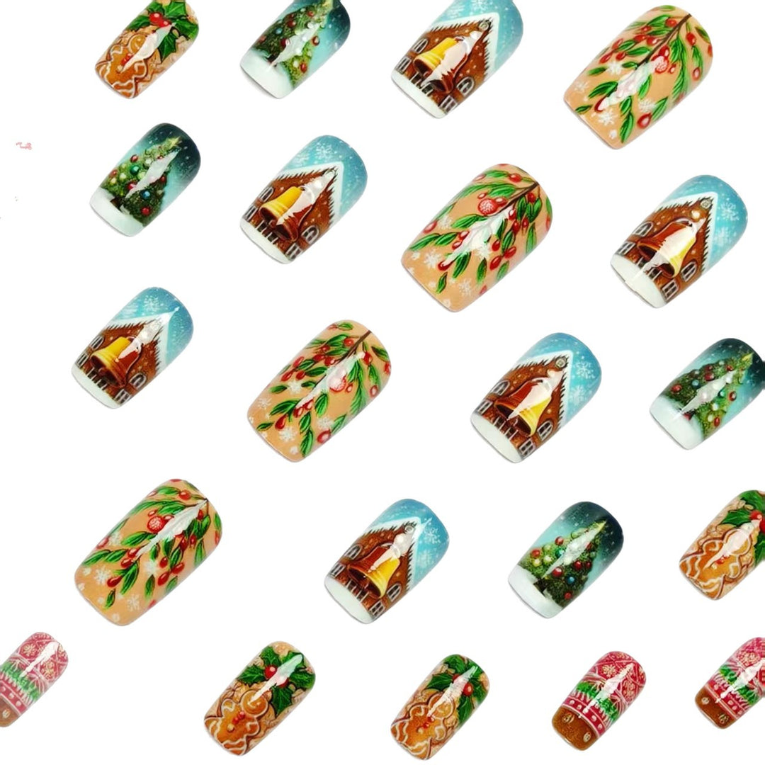 Artificial nails with festive Christmas motif Stornfield