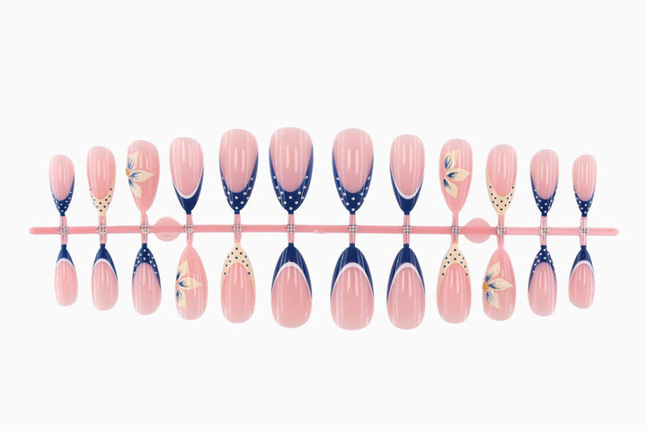 Artificial nail set with elegant floral details and modern accents Stornfield