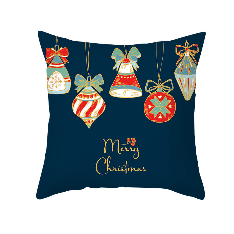 Decorative Holiday Throw Pillow Cover with Festive Ornament Print