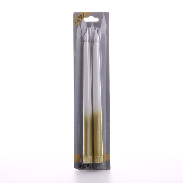 Battery-Operated LED Gradient Taper Candle Set with Flicker Flame and Detachable Bases