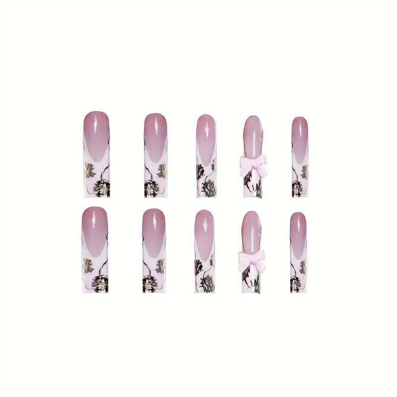 Floral Accent Decorative Press-On Nails Stornfield