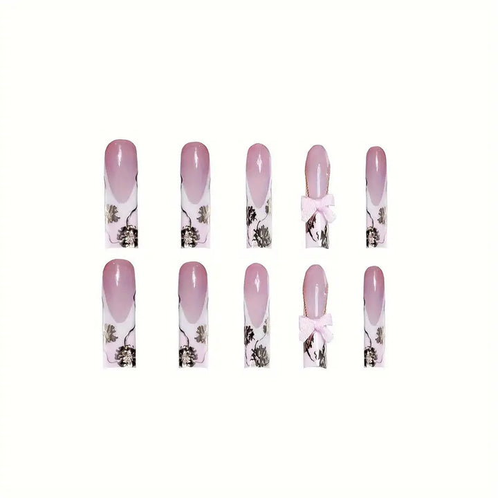 Floral Accent Decorative Press-On Nails Stornfield
