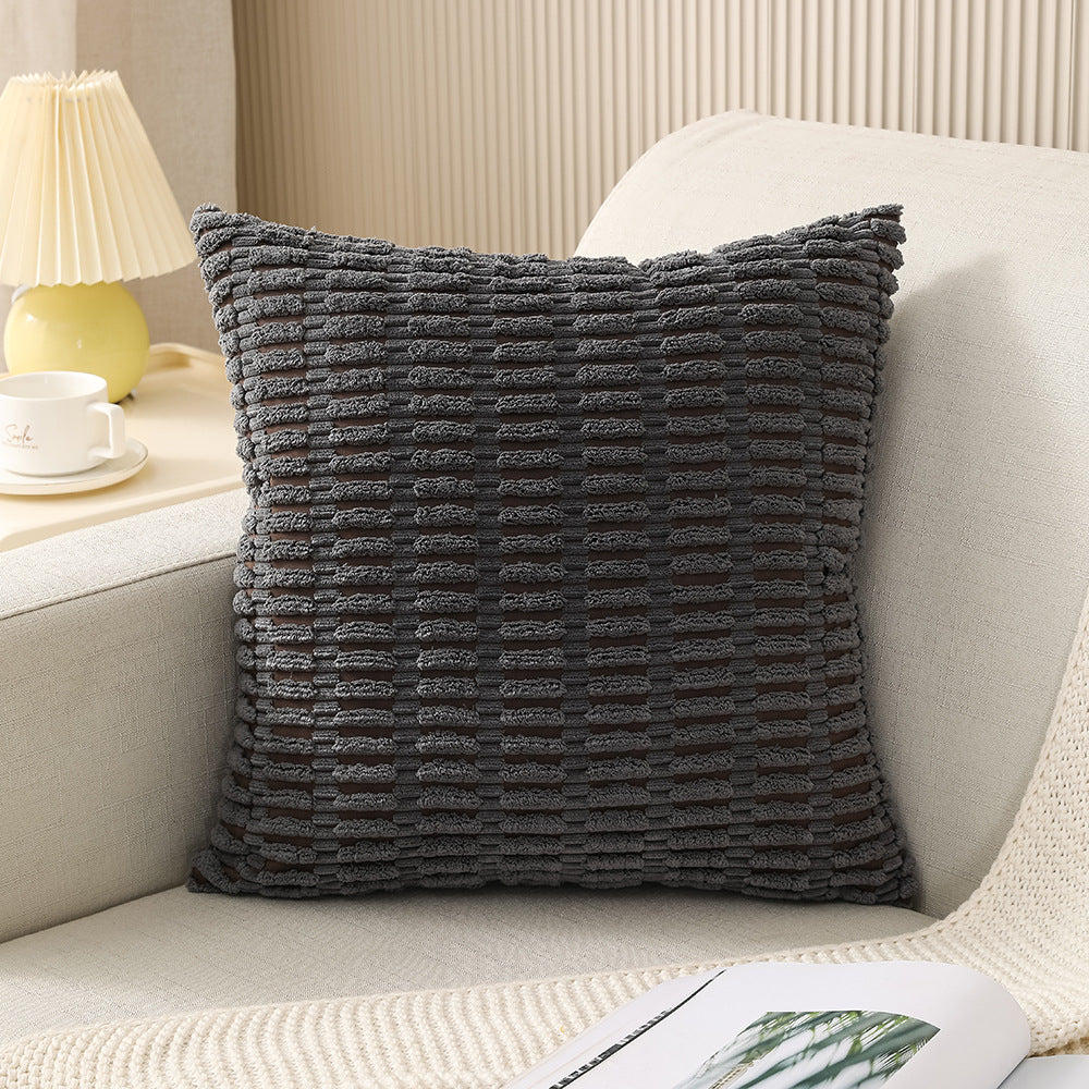 Decorative Chenille Ribbed Grid Throw Pillow Cover