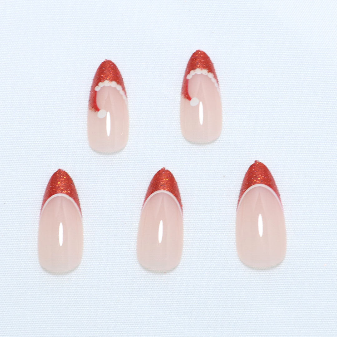 Artistic French Tip Press-On Nails with Glitter Accents Stornfield