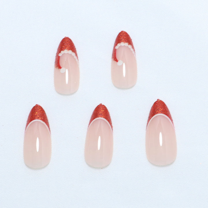 Artistic French Tip Press-On Nails with Glitter Accents Stornfield