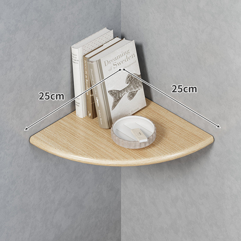 Quarter-Round Corner Floating Wall Shelf with Concealed Brackets
