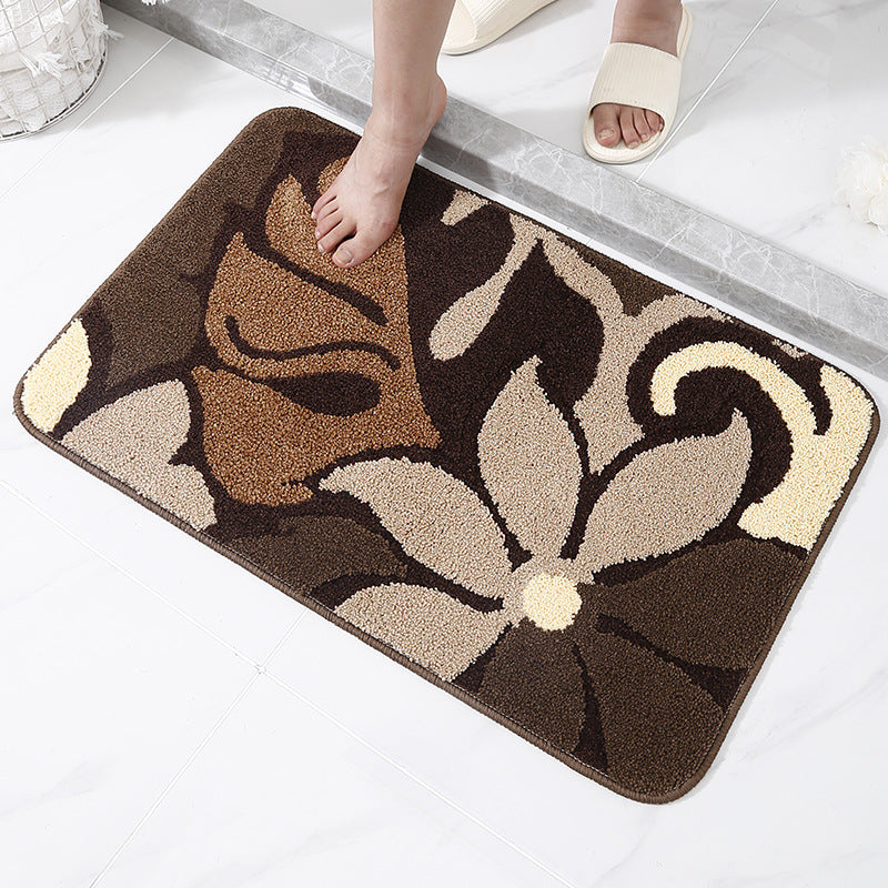Floral Patterned Bath Mat for Bathroom