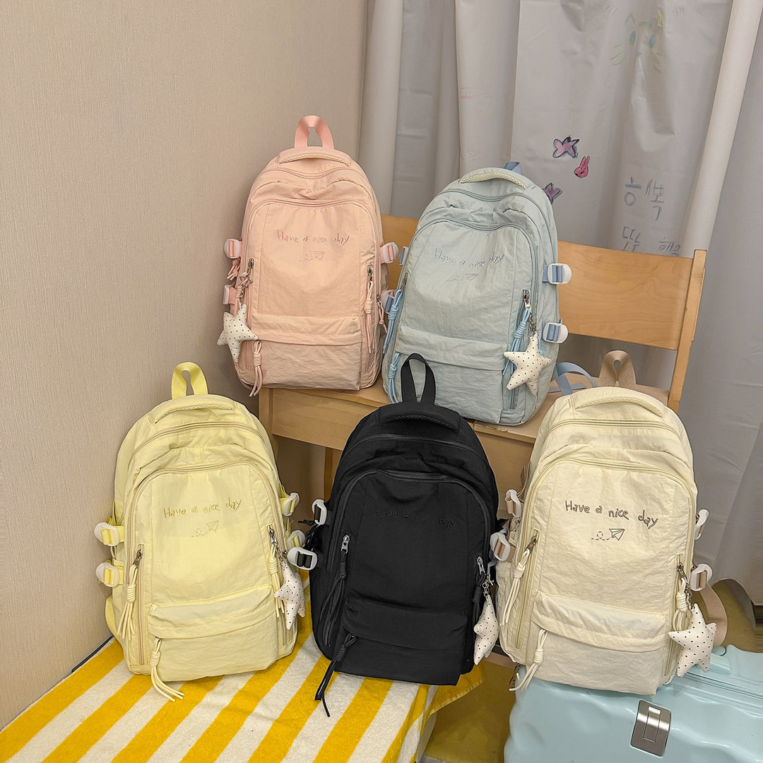 Multi-Pocket Casual Backpack with Inspirational Quote Stornfield