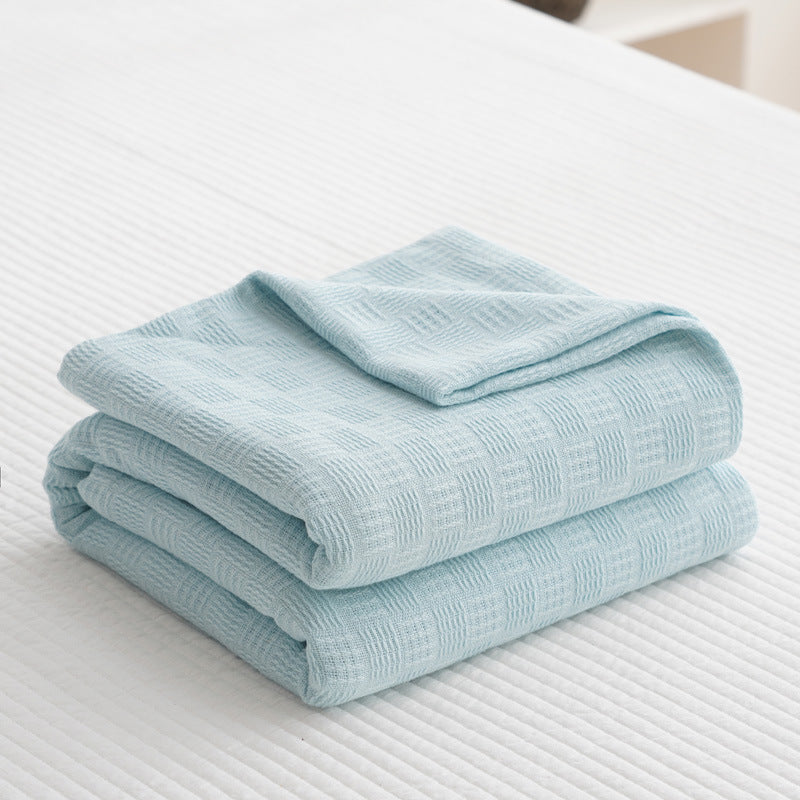 Textured Waffle Knit Cotton Throw Blanket