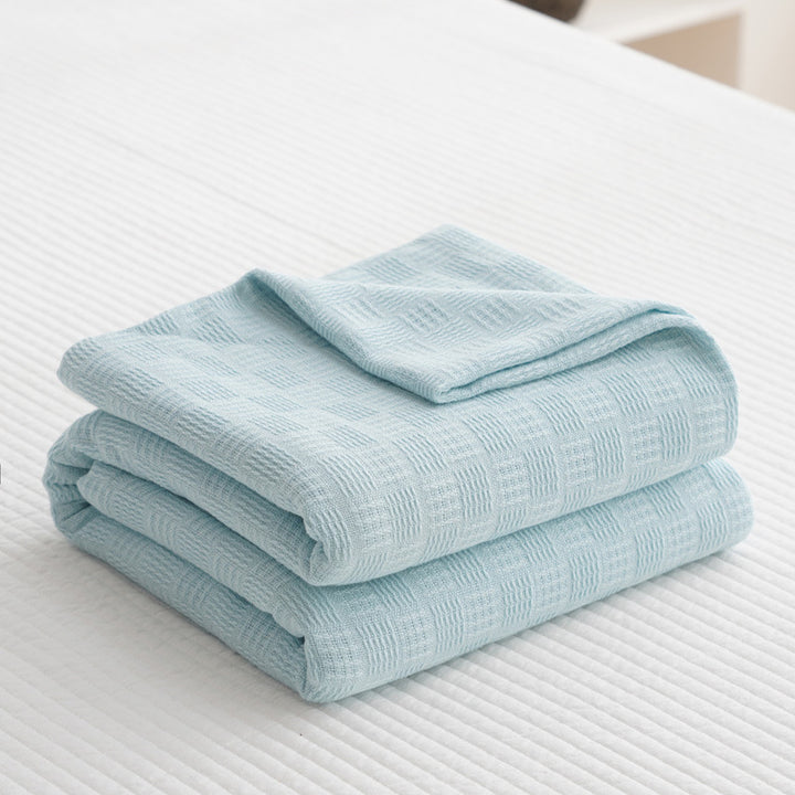 Textured Waffle Knit Cotton Throw Blanket
