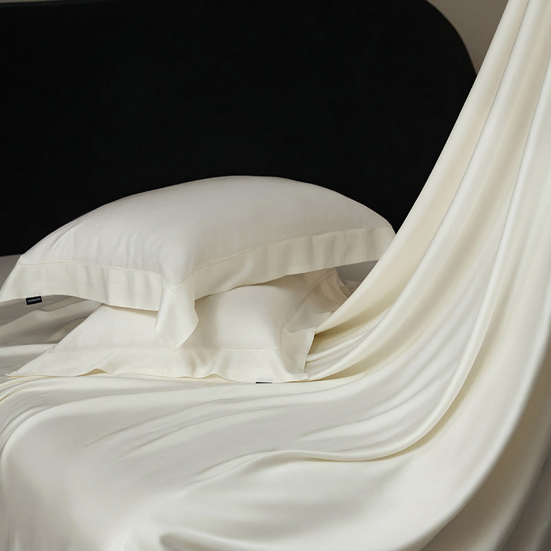 Luxurious satin bedding set with fine hemstitch decoration