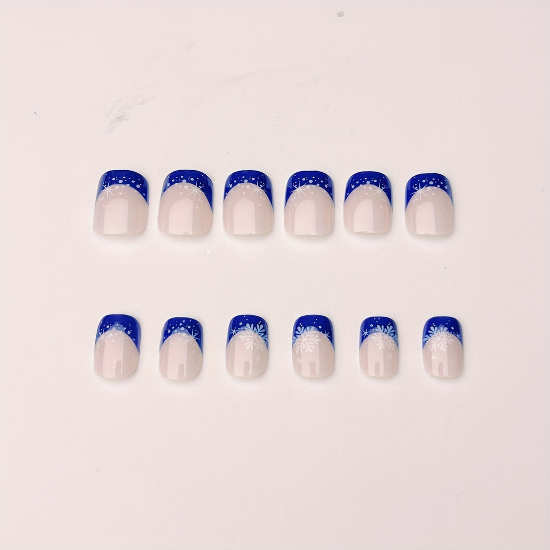 Glittering artificial nails in winter snowflake design Stornfield