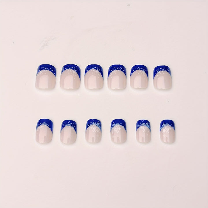 Glittering artificial nails in winter snowflake design Stornfield