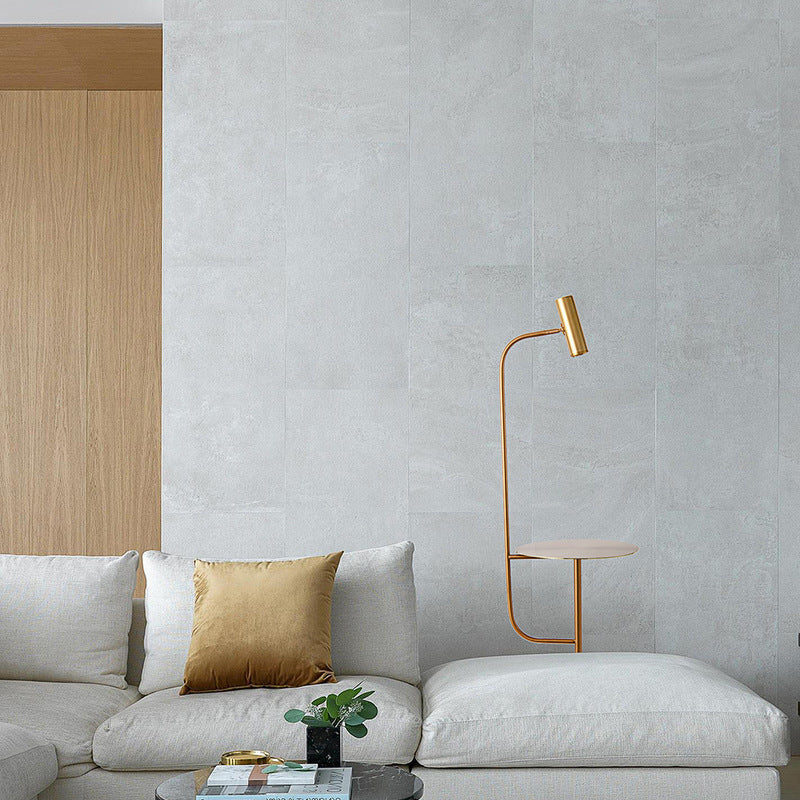 Modern Marble Base Floor Lamp with Integrated Side Table