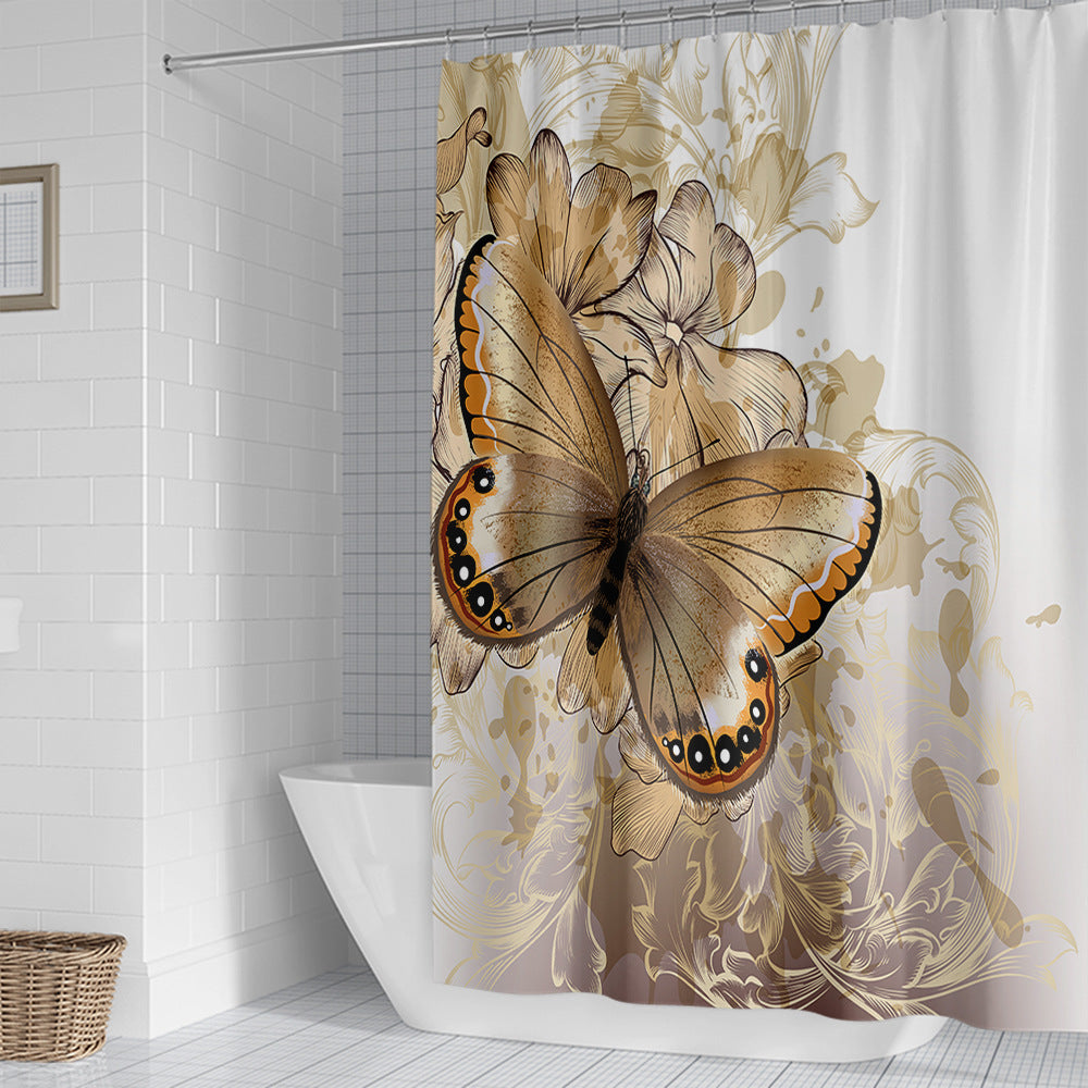 Butterfly-Inspired Floral Shower Curtain Stornfield